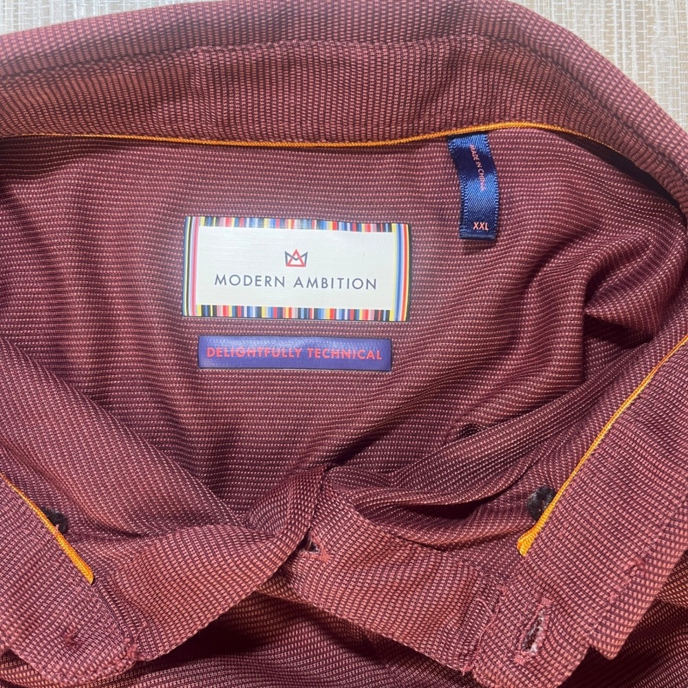 Modern‎ Ambition Mens Burgundy Polo Shirt XXL Delightfully Technical Golf